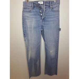 Pistola Women's Size 26 Distressed Cargo Jean Blue Medium Wash Denim Button Fly